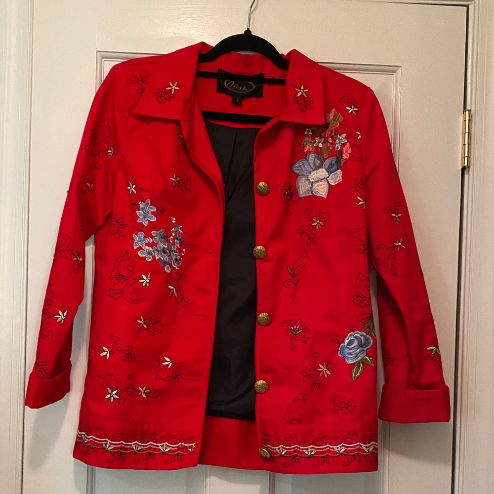 Alex Kim vintage red embroidered jacket